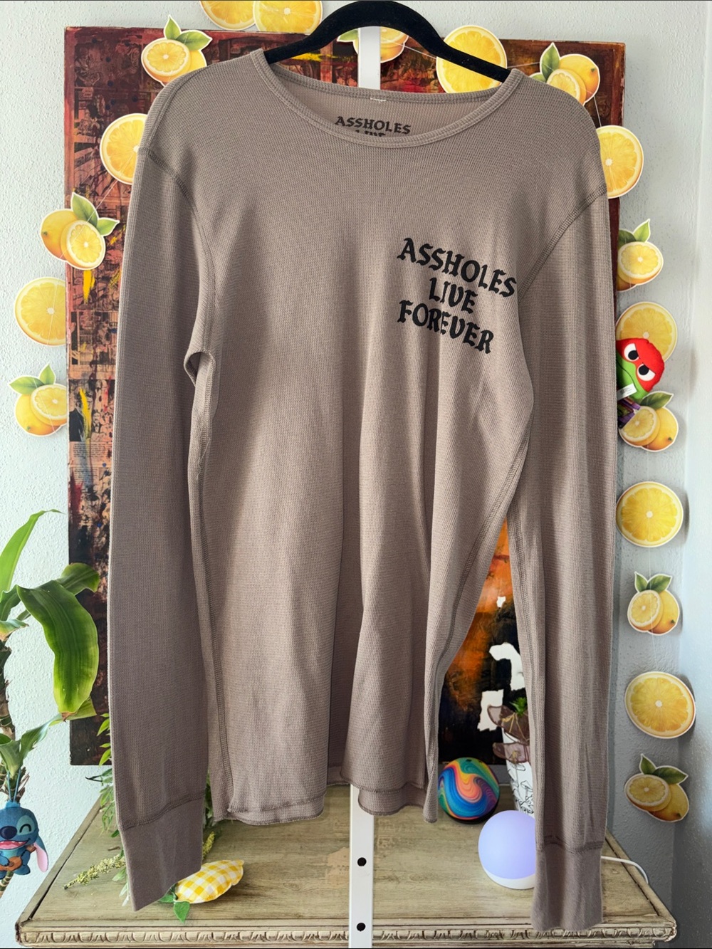 A**HOLES Live Forever Long Sleeve Tee - Taupe Size M